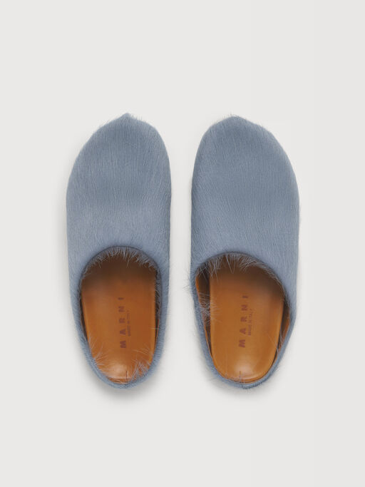 Blue long hair calfskin Fussbett sabot - Clogs