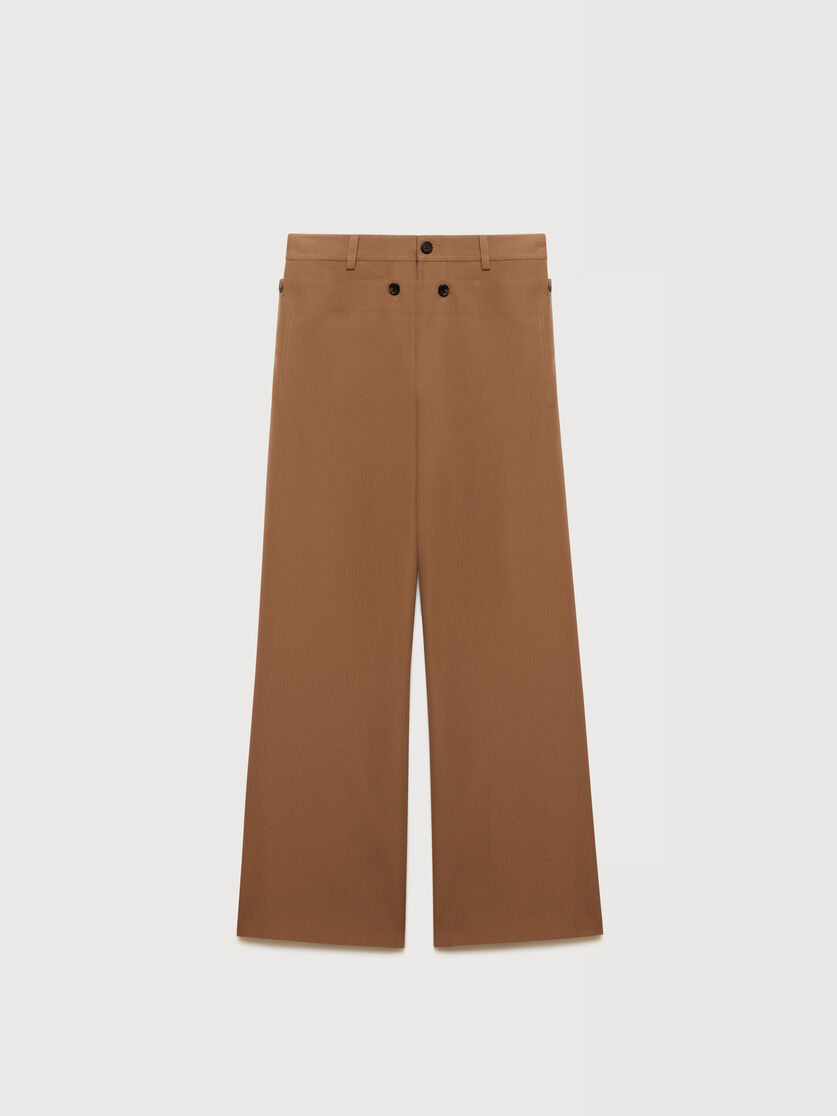 Brown technical wool trousers with buttoned flap, Image 1