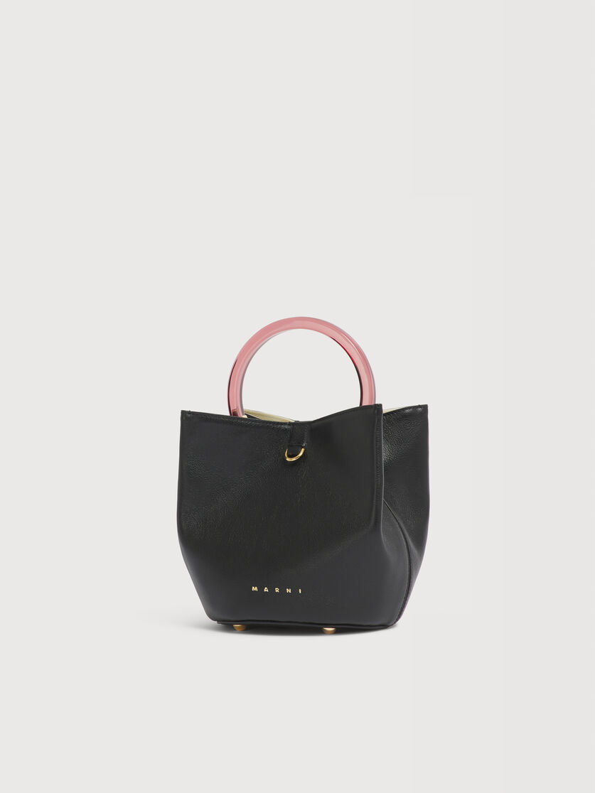 Black leather Pannier bucket bag, Image 4