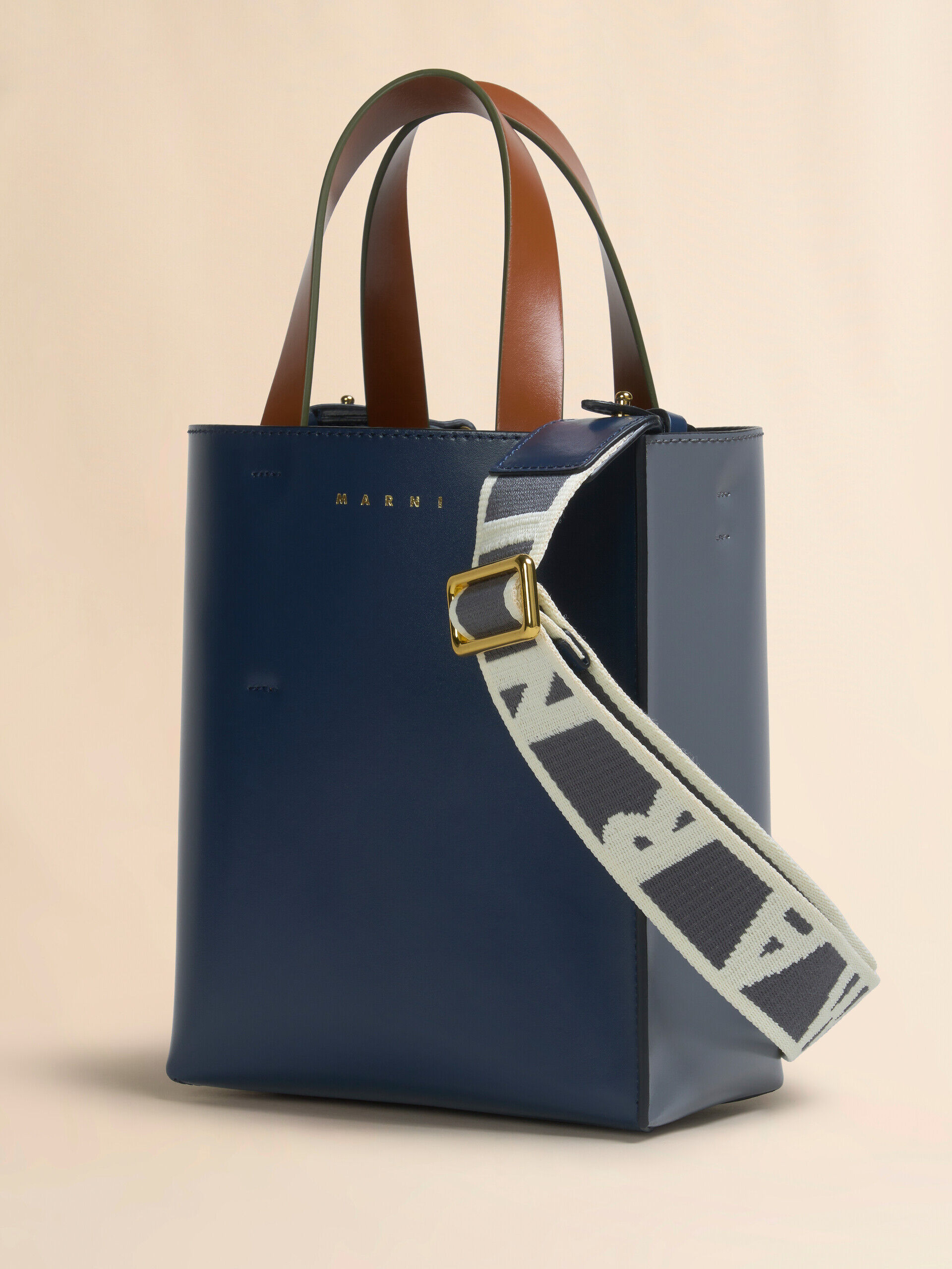 ★MARNI★ ブルー グレー ブラウン レザー製 Museo ミニバッグ ブルー グレー ブラウン レザー製 Museo ミニバッグ | Marni