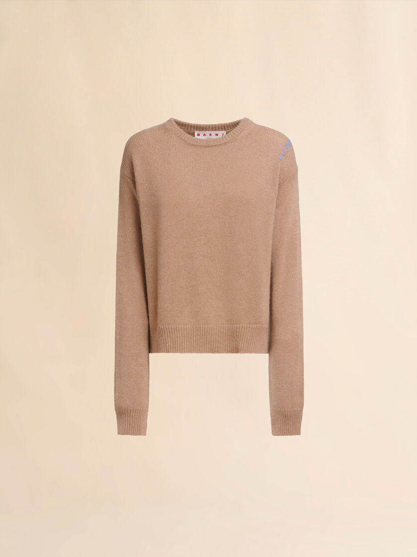 Pull boxy indigo en cachemire avec broderie Marni Symbol - pulls - Image 1