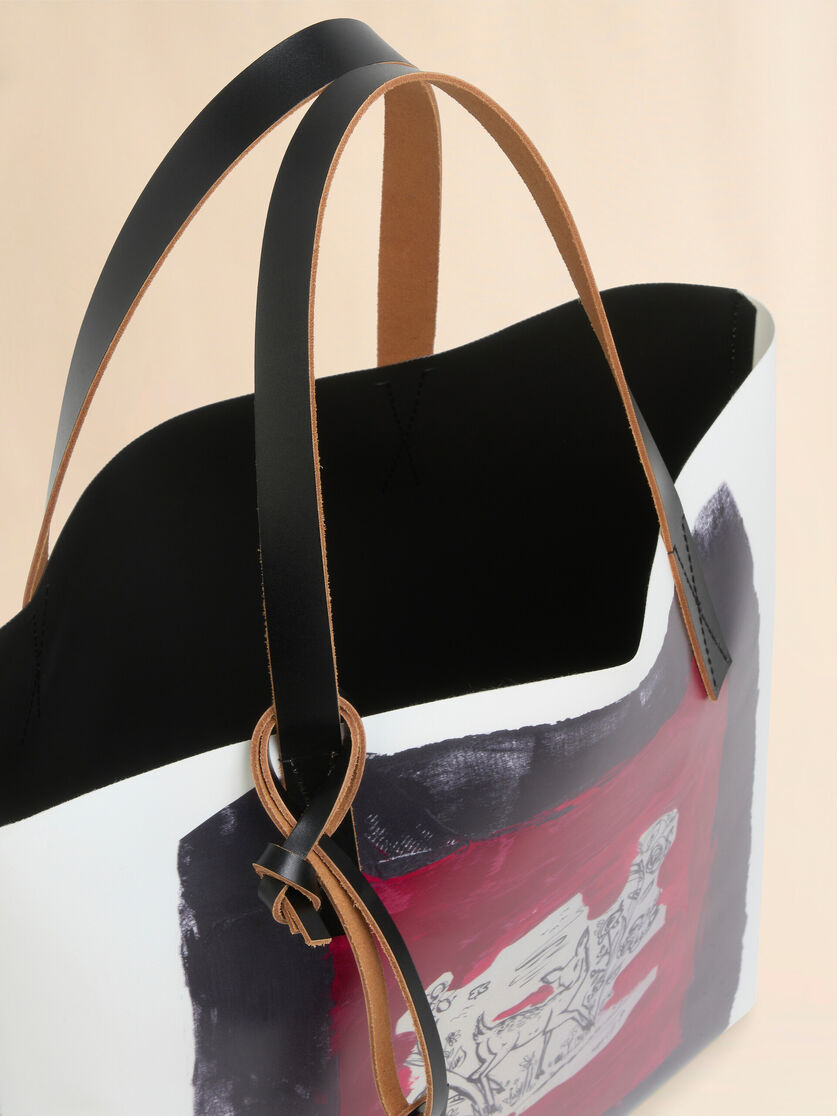 White and black Tribeca tote with Fawn print - Shopping Bags - Image 4