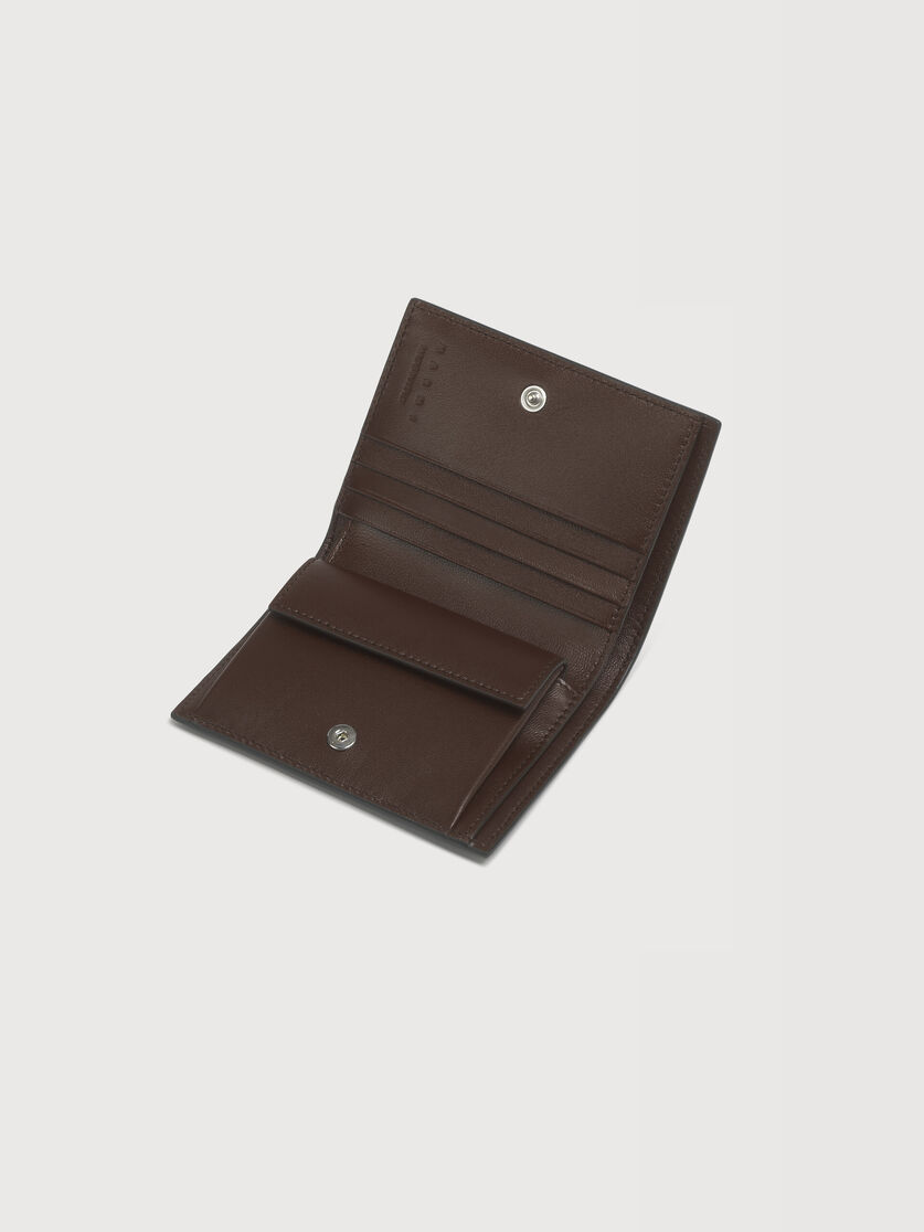 Deep green leather bifold wallet with Marni Mending embroidery, Image 4