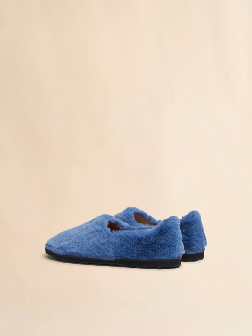 Blue slip-on loafer in faux fur - Lace-ups - Image 3