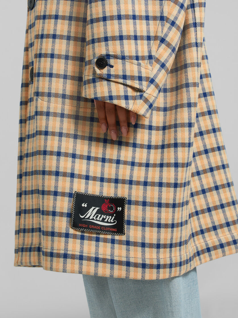 Blue and yellow checked wool reversible coat - Coats - Image 4