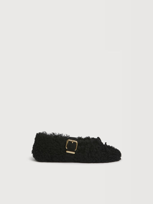 Black shearling ballerina with buckle - Ballet Shoes