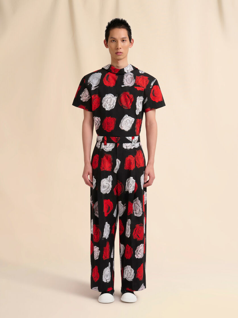 Black poplin trousers with Mercury print - Pants - Image 2