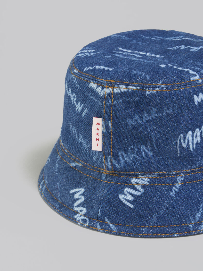 Blue denim bucket hat with Mega Marni motif - Hats - Image 4