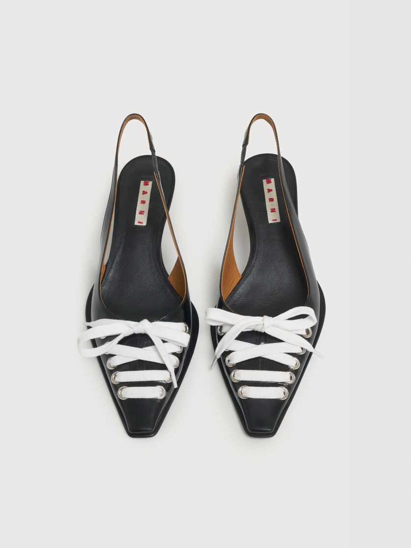 Slingback stringato in pelle nera, Image 4