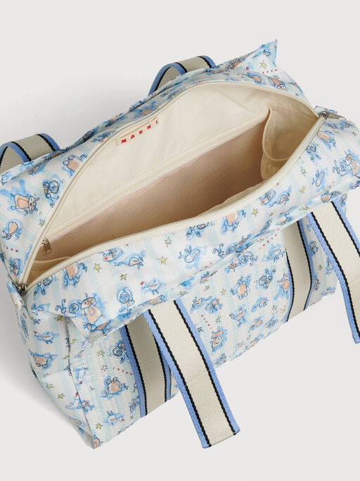 Light blue cotton changing bag with all-over print - Bags