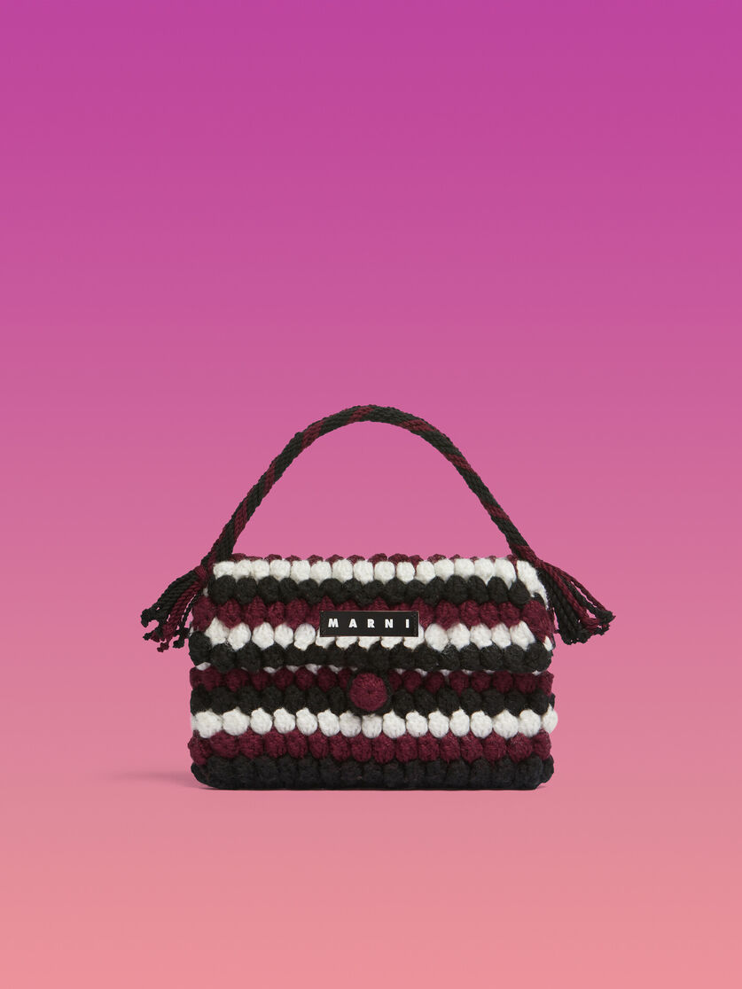 ブルー ストライプ クロシェ Marni Market Bread ハンドバッグ - ショッピングバッグ - Image 1
