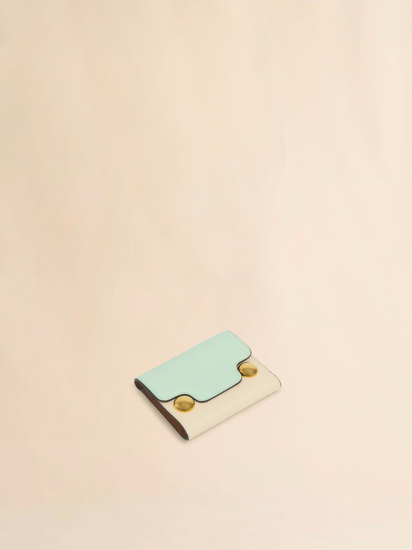 Portefeuille Trunkaroo à trois volets en cuir bleu et beige - Portefeuilles - Image 4
