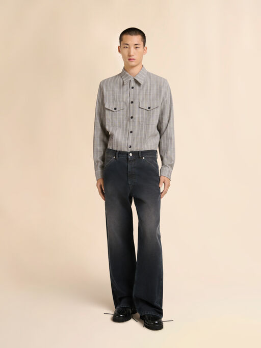 Black canvas trousers with Marni flag patch - Pants