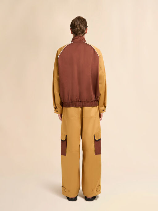 Green leather jacket with shearling panels - Jackets