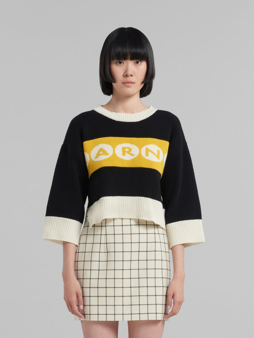 Black wool jumper with polka-dot logo - Pullovers - Image 2
