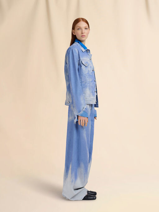 Blue flocked denim twisted jeans - Pants