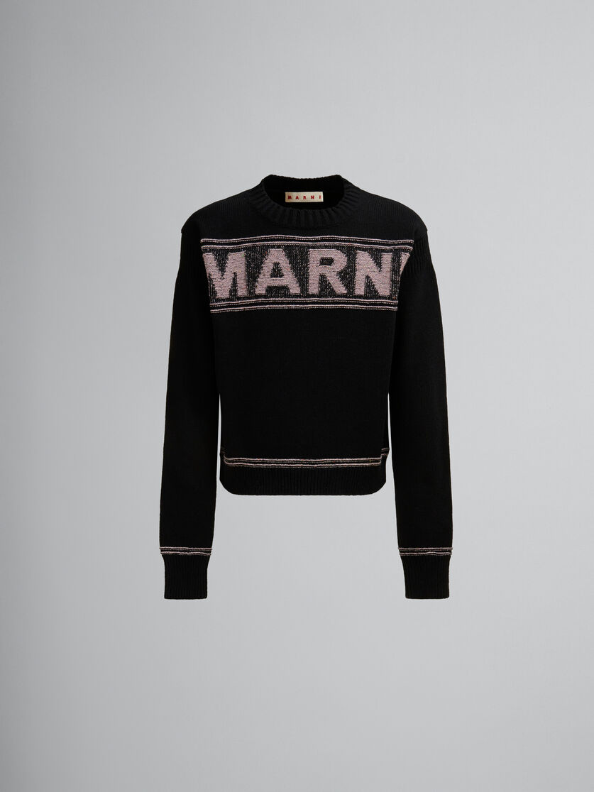 Black wool jumper with maxi Marni intarsia | Marni