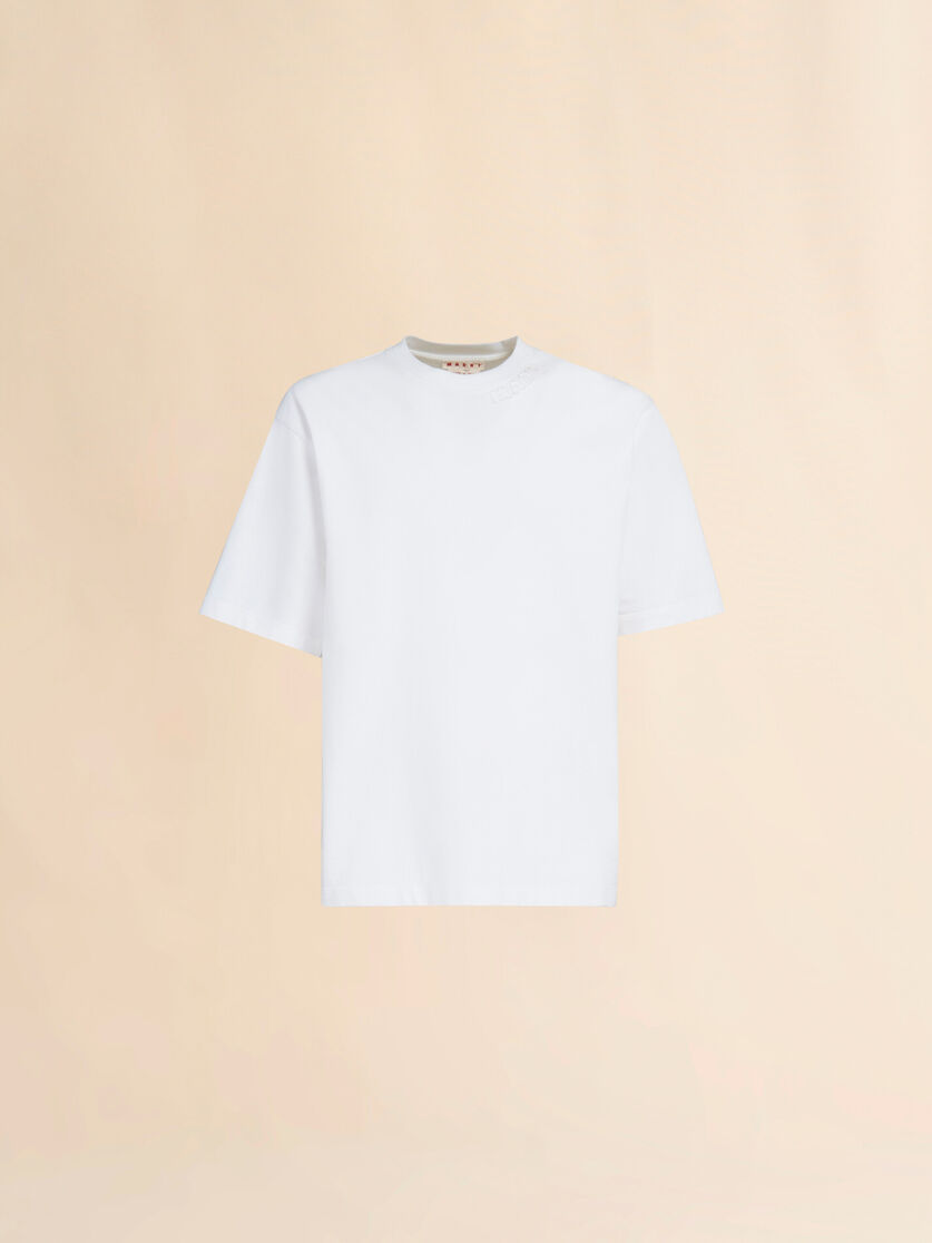Blue organic cotton oversized T-shirt with Marni patches - Shirts - Image 1