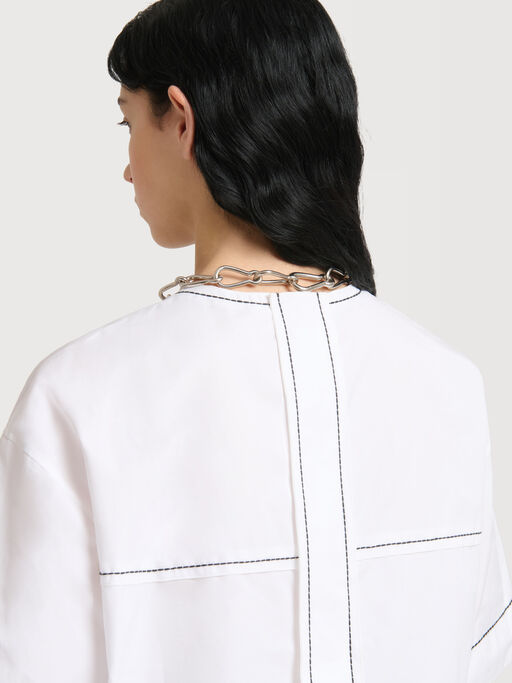 White poplin T-shirt with exposed seams - Shirts