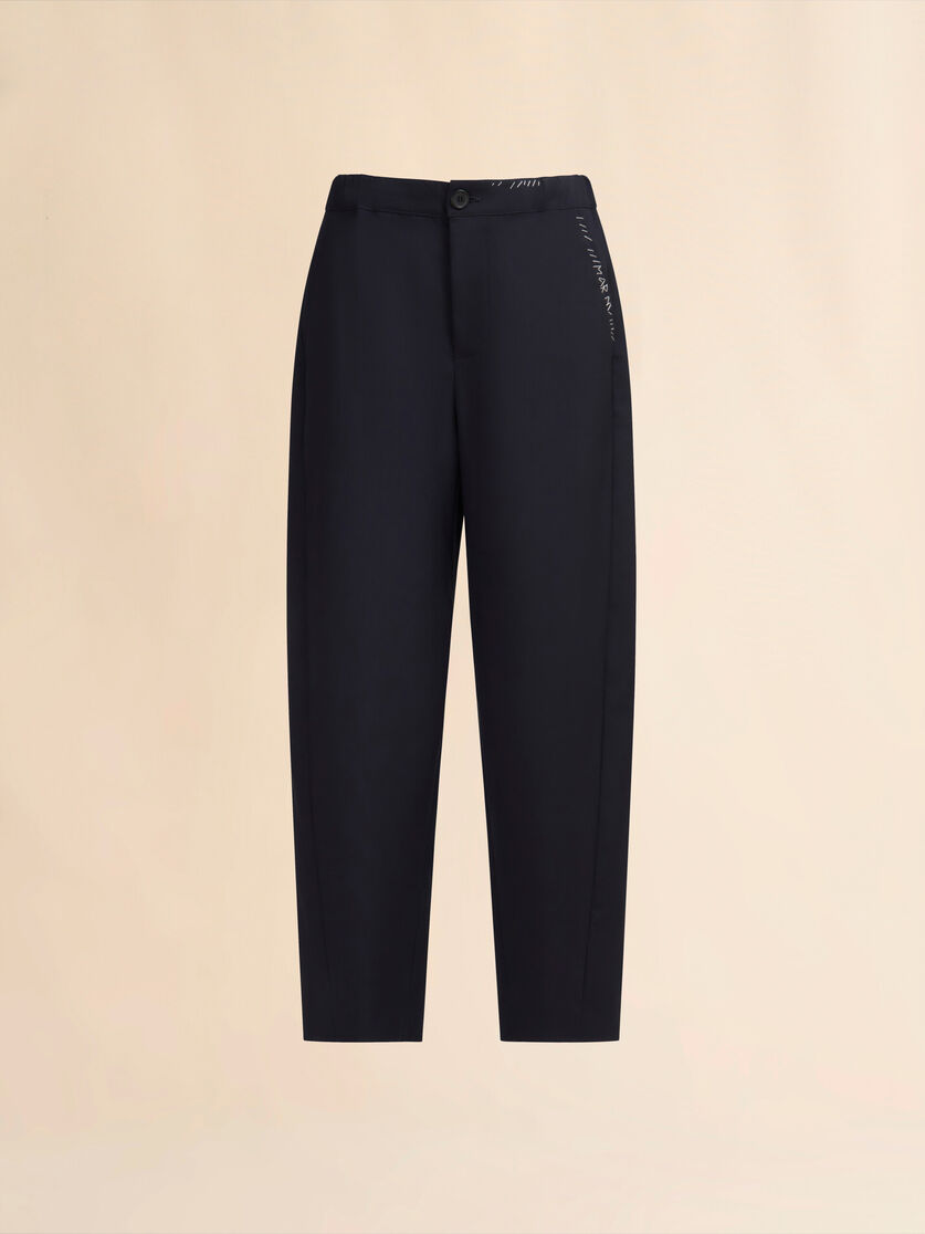 Dunkelblaue Hose aus Tropenwolle mit Marni Mending - Hosen - Image 1