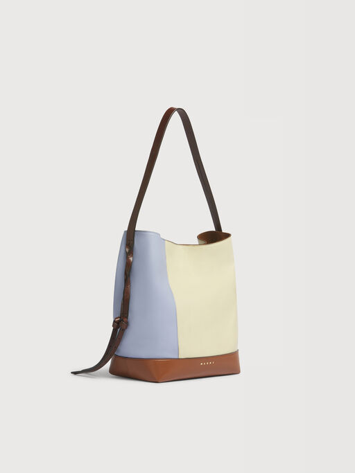 Borsa hobo Pod 2.0 piccola in pelle blu, crema e marrone - Borse a spalla