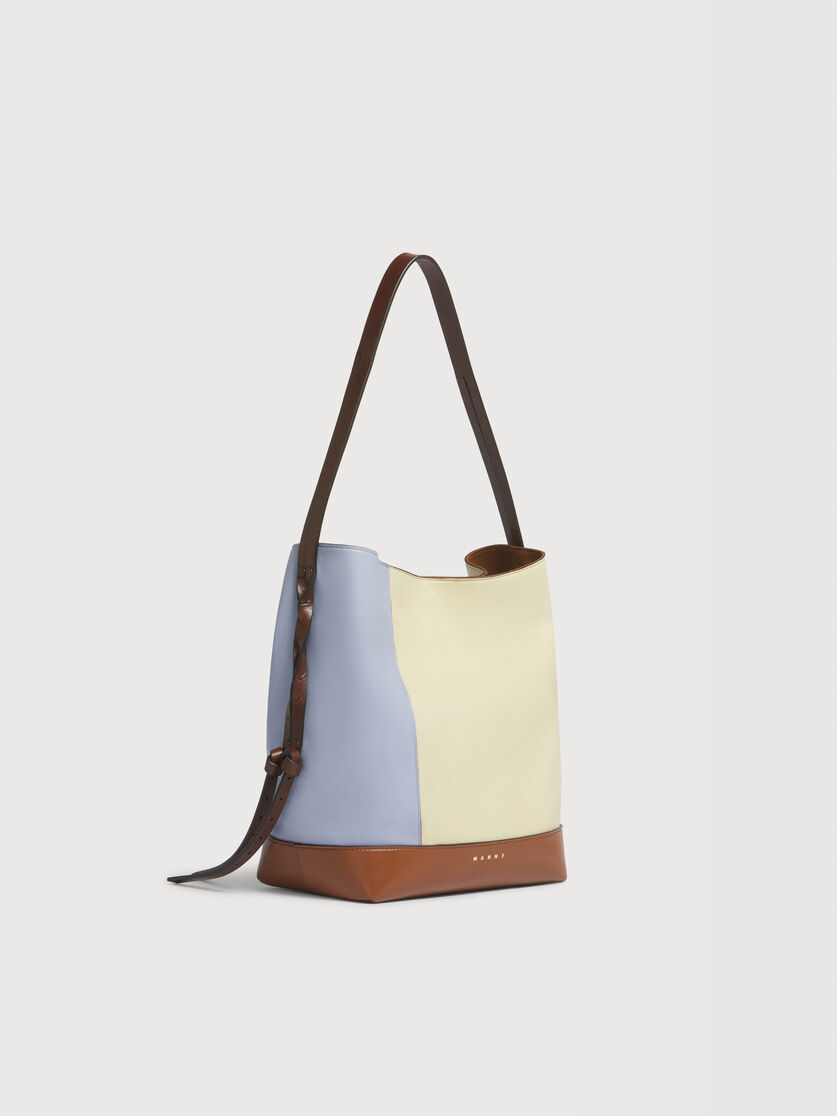 Kleine Hobo-Tasche Pod 2.0 aus blauem, cremefarbenem und braunem Leder, Image 5