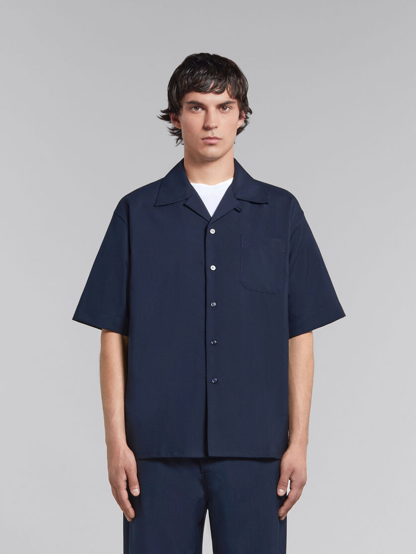 Dunkelblaues Bowlinghemd aus Tropenwolle - Hemden - Image 2