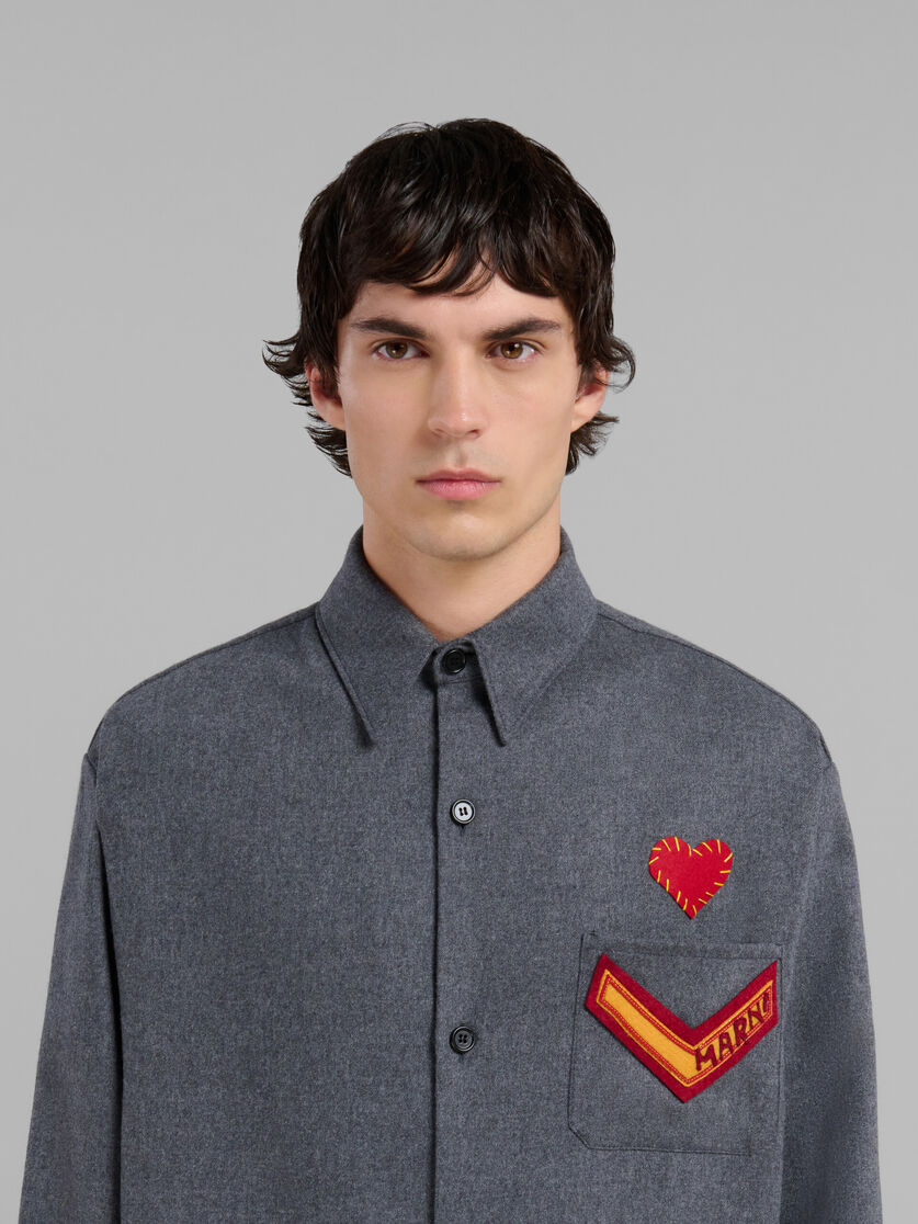 Grey flannel shirt with patches - Shirts - Image 4