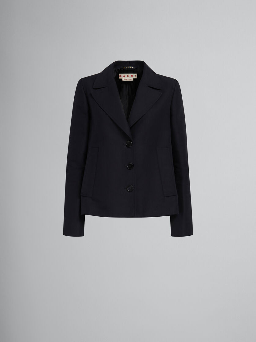 Black A-line cady jacket with back pleat - Jackets - Image 1