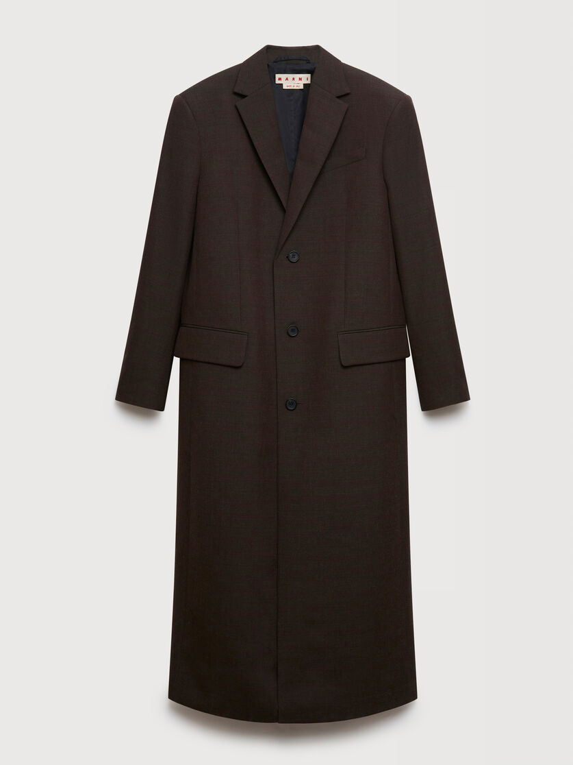 Beige wool super-longline coat, Image 1