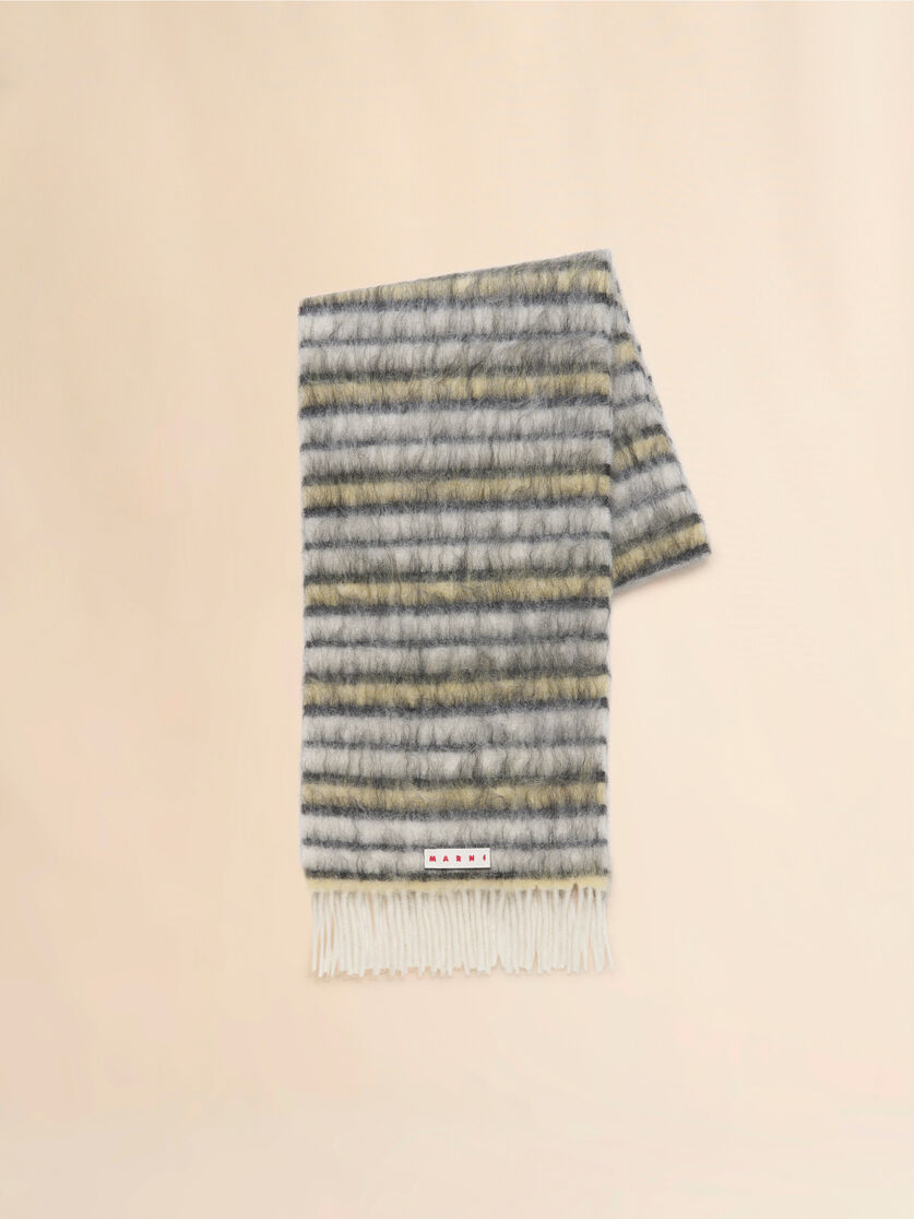 Sciarpa in lana e mohair blu con motivo a righe - Sciarpe - Image 1