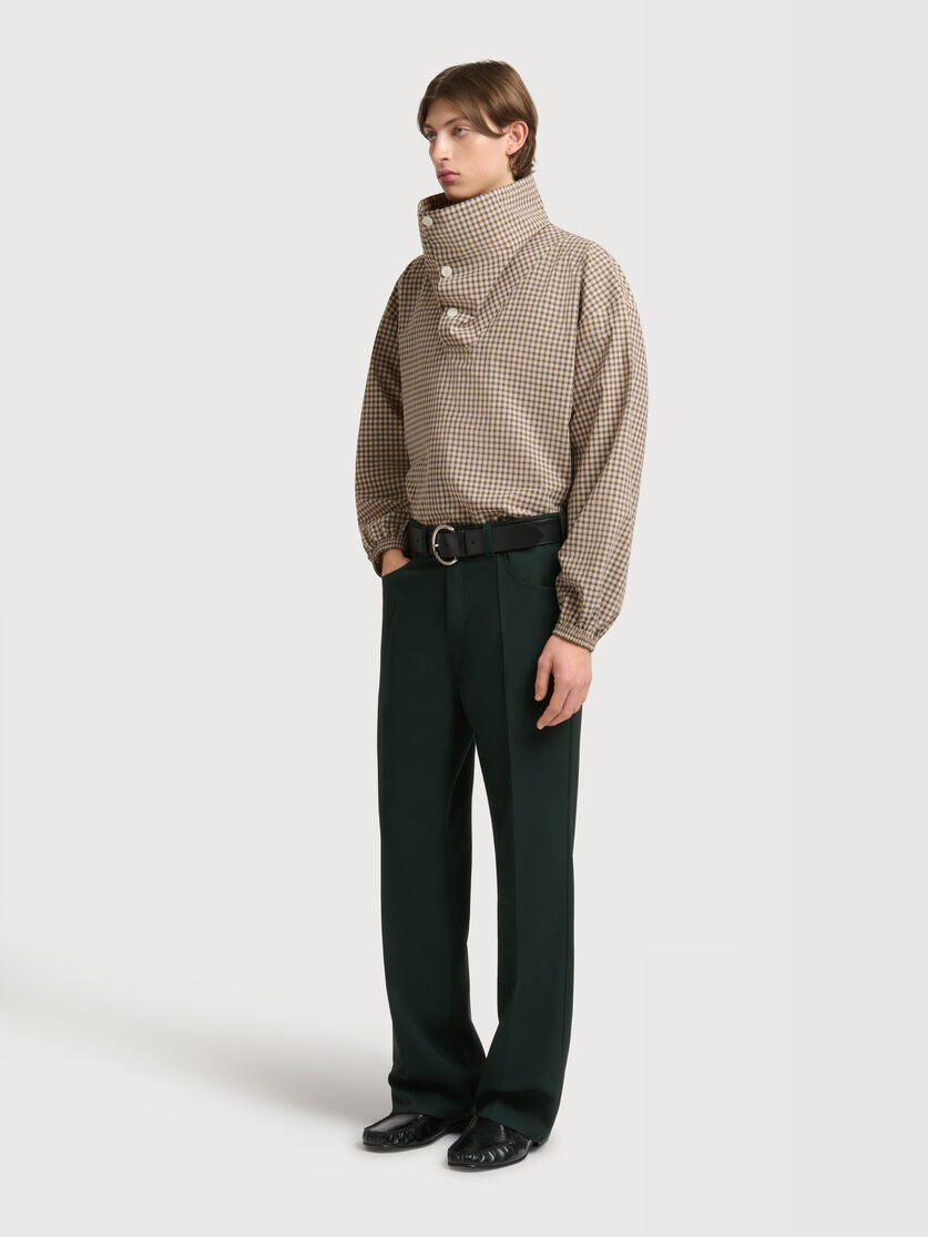 Deep green techno fabric trousers, Image 3