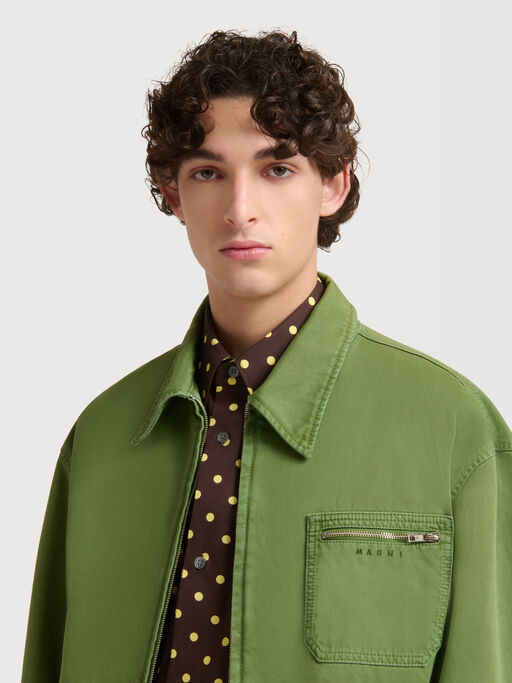 Green cotton jacket with zip pocket - Jackets