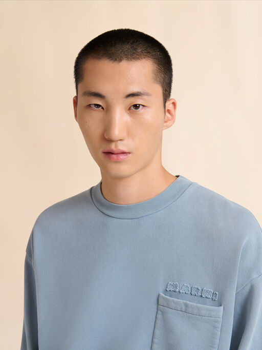 Blue cotton sweatshirt with Marni patches - Sweaters