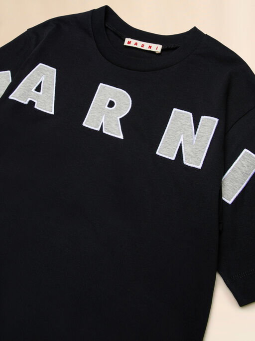 T-shirt nera con logo ricamato - T-shirt