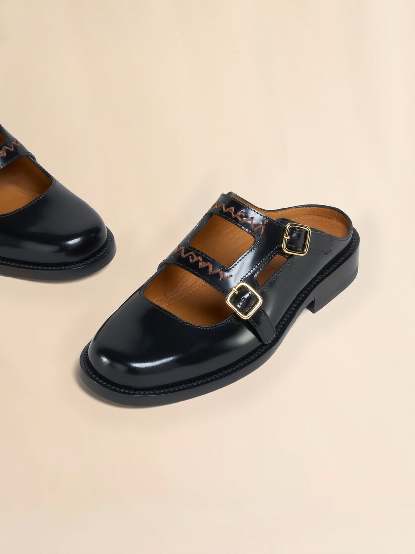 Black leather Bambi 3.0 loafer with double buckle - Sandals - Image 5