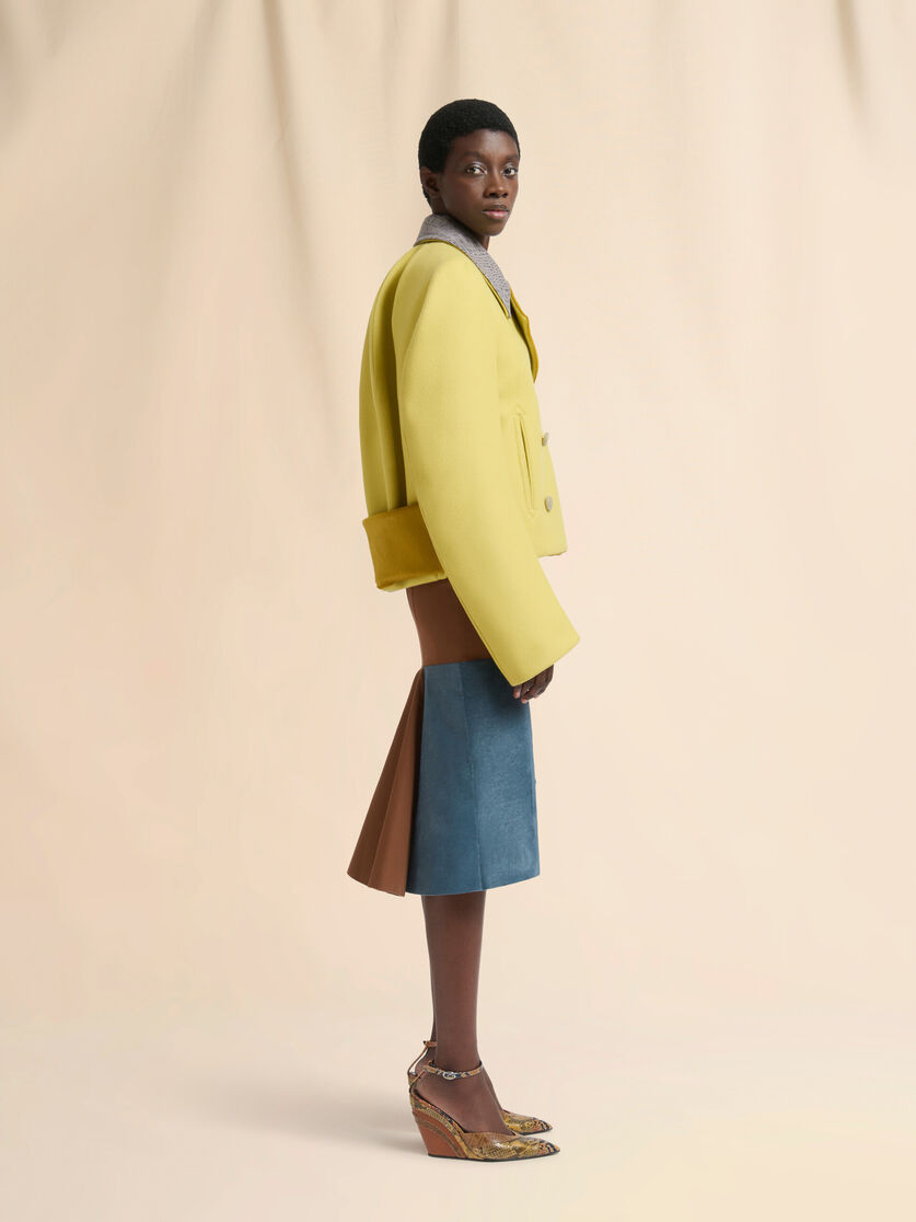 Yellow wool felt jacket with leather details - Jackets - Image 6