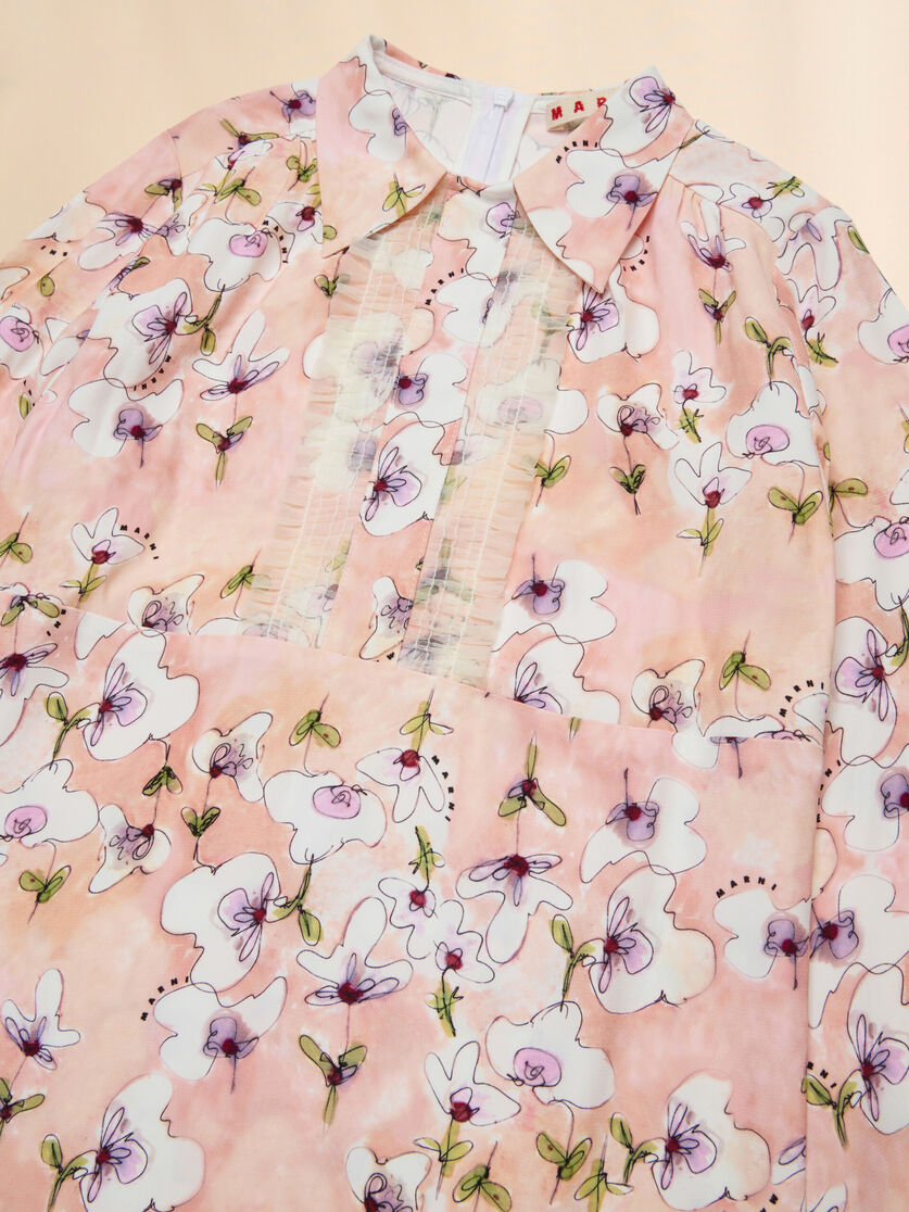 Pink viscose dress with Ninfee print - Dresses - Image 3