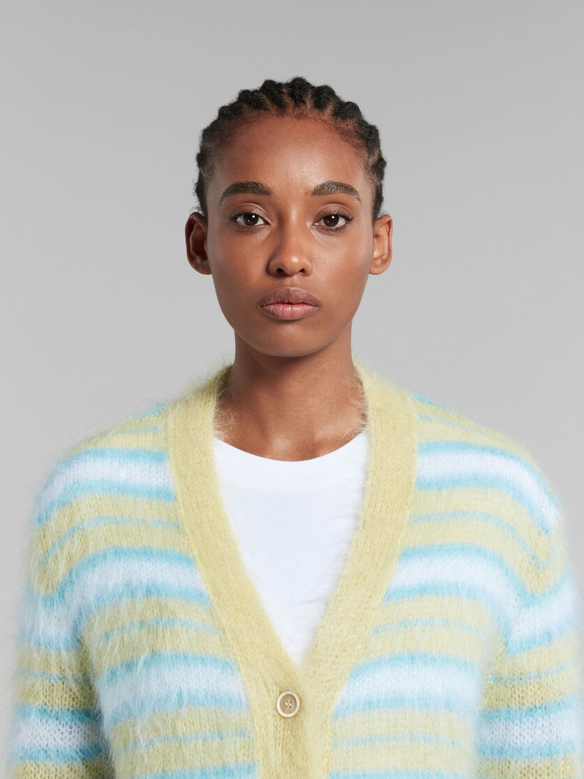 Mohair cardigan with green stripes - Pullovers - Image 4