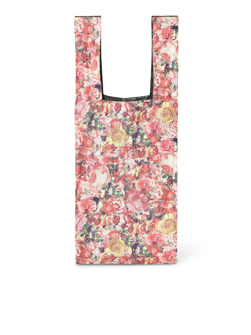 MARNI MARKET green shopping bag with floral print - Shopping Bags - Image 3