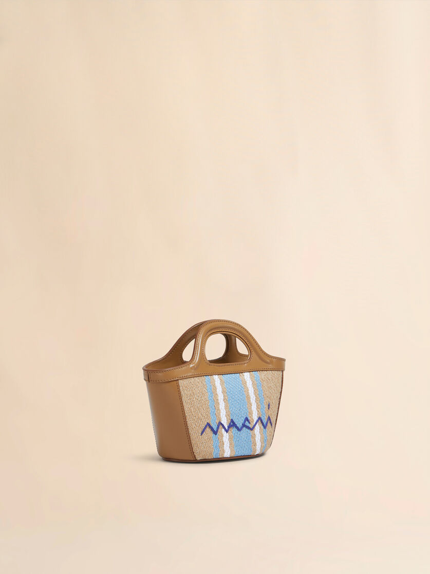 Tropicalia Micro Bag in brown leather and raffia-effect fabric - Handbags - Image 5