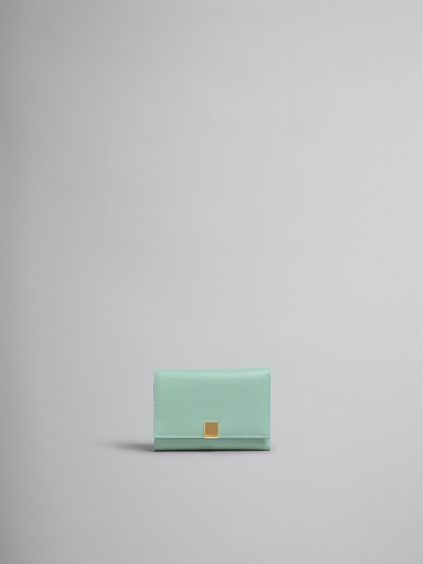 グリーン レザー製 Prisma 三つ折りウォレット | Marni
