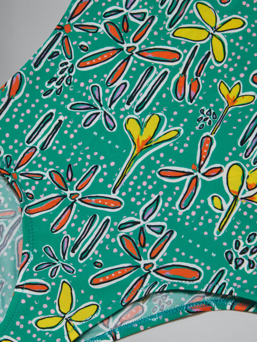 Grüner einteiliger Badeanzug mit Carioca Print - KINDER - Image 3