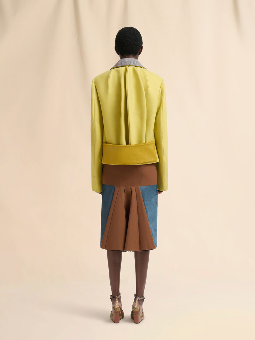 Yellow wool felt jacket with leather details - Jackets - Image 3