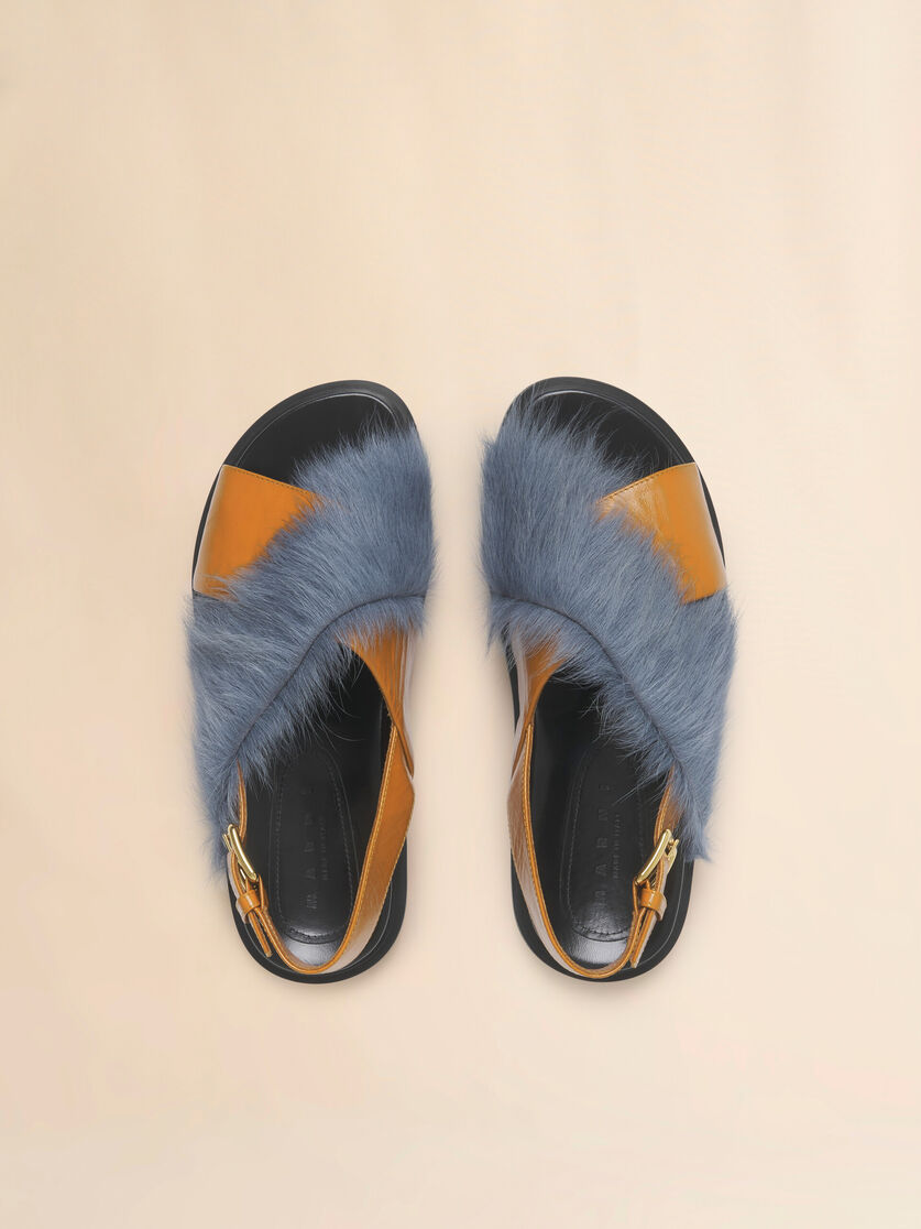 Tan and blue long-hair and leather Fussbett, Image 4