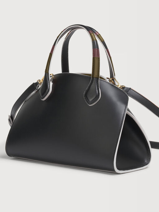 Bolso con solapa peque&ntilde;o de piel negra - Bolsos de mano