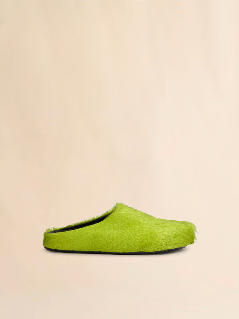 Blue long-hair calfskin Fussbett sabot - Clogs - Image 1