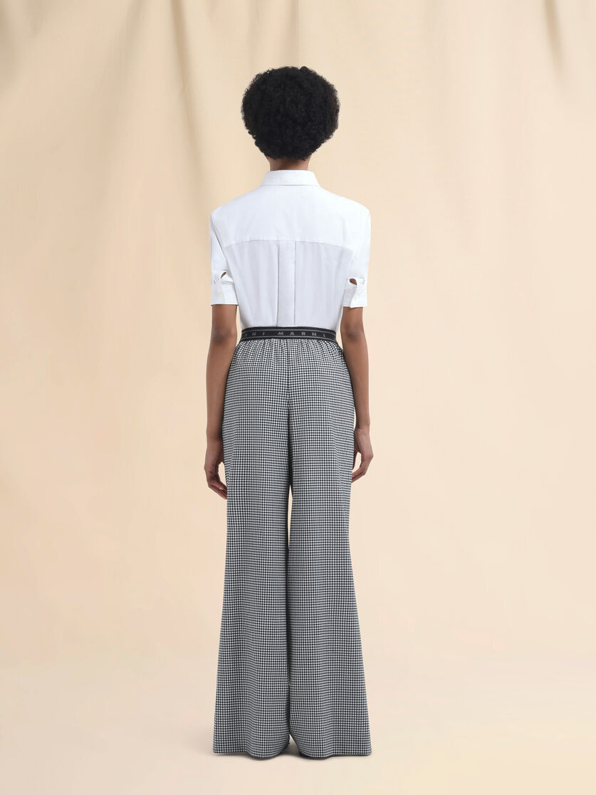 Wool blend black and white check palazzo trousers - Pants - Image 3