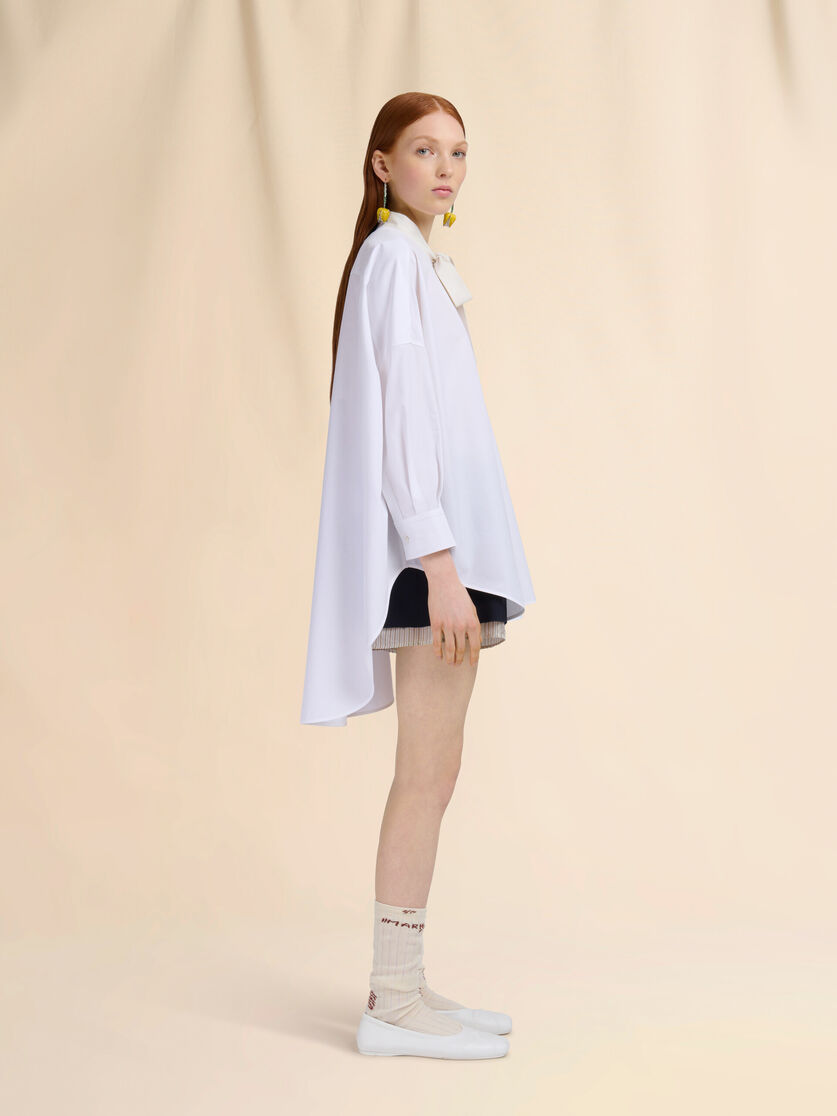 White organic poplin shirt with bow - Shirts - Image 5