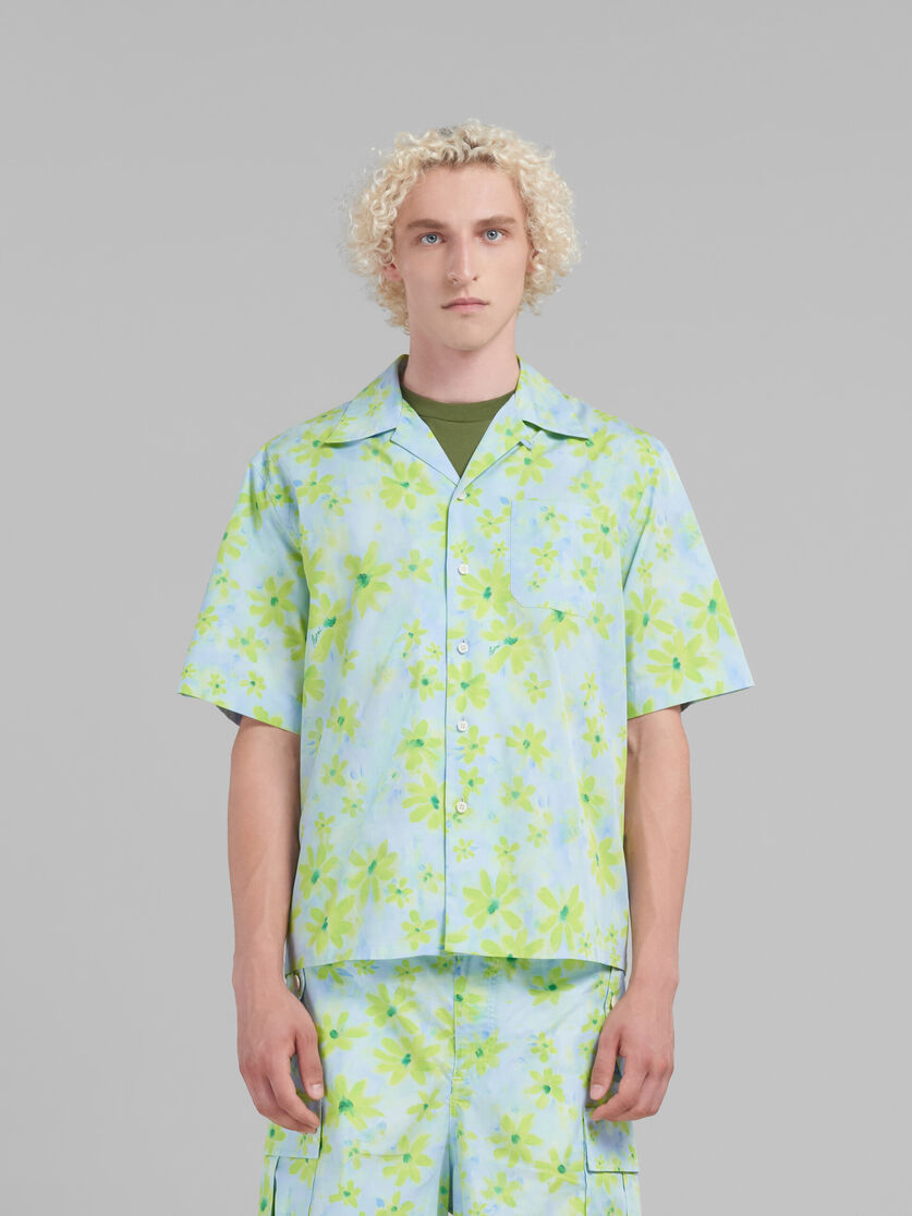 Light green poplin bowling shirt with Parade print - Shirts - Image 2